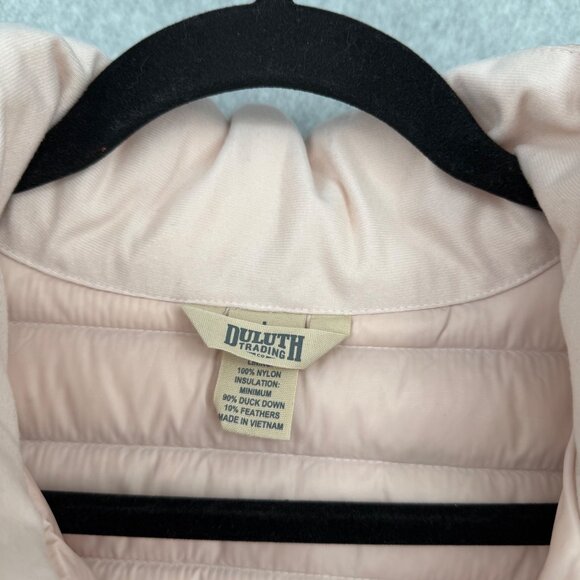 Duluth Womens Down Right Long Vest Size L Peach Pink Full Zip Pockets Warm EUC - Picture 9 of 16